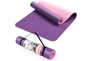 ACTIVE FOREVER Estera de yoga profesional Antideslizante TPE Protección del medio ambiente Estera de ejercicio físico (Rosa Púrpura)