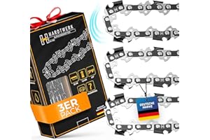 HARDTWERK ALPHA Sägeketten 3/8" 1,3mm für 35cm Schwert 52 TG 3er Pack Halbmeißel [Deutscher Stahl] kompatibel mit Kettensägen von Makita, Husqvarna, Dolmar, Bosch, Kärcher und mehr (Selbstölend)