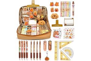 Pardofelis 66 stycken Capybara skrivmaterialsset, söt Capybara pennfodral presentset för barn och studenter, Capybara pennfodral med pennor suddgummi klistermärken clips linjaler för skola kontor