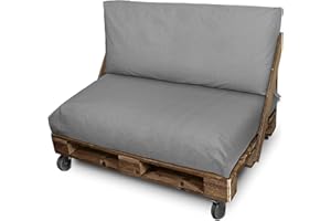 Happers Palettenkissen Outdoor Wasserdicht 2-teiliges Set 120x80 + 120x45 mit abnehmbarem Bezug aus Naylim matt Hellgrau