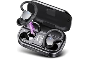 POMUIC Wireless Earbuds, HiFi Stereo Sound Bluetooth 5.3 Wireless Headphones with 4 ENC Noise Cancelling Mic, IP7 Waterproof Earbuds, 40 Hours Playtime with LED Display, For Sports/Travel/Work