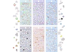 CIATBYYJ 600+ 3D Puffy Stickers,6 Hojas Lindas Mini Pegatinas Niños,Kawaii Animales Pegatinas,Pegatinas 3D para Niños,Impermeable Animales Pegatinas DIY Set,Minúsculas Pegatinas para Fundas de Teléfono