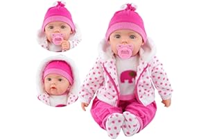 THE MAGIC TOY SHOP BiBi Doll 20" Baby Girl Doll - Large Lifelike Size, Soft Body, with Dummy & Sounds in Spotty Coat Outfit, Toy for Boys & Girls Aged 18 Months+
