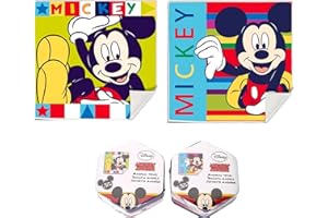damaloo Mickey Mouse - Set di 2 asciugamani piccoli per bambini, asciugamano magico per il compleanno dei bambini, asciugamani 30x30