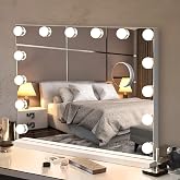 Bayt Makeup Mirror with Light, Vanity Mirror with Light 10x, White | Frameless Hollywood, 14 dimmable bulbs, 3 shades: cool,