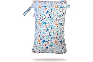 Sac à couches Petit Lulu | Imperméable | Taille Double | Fermeture éclair | Réutilisable & Lavable | Fabriqué en Europe (Prehistoric Times)