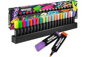 Westcott Set da tavolo con evidenziatori 20 pezzi in colori neon e pastello | Evidenziatori con sistema organizzativo | Spessore tratto 2-5 mm | Inchiostro premium dalla Germania | E-744250 00