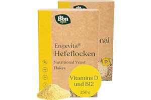 Engevita Hefeflocken von Bon Vegan | Nutritional Yeast Flakes | veganer Käseersatz | Nährhefe mit veganem Vitamin-D, B12, des B-Komplexes und Zink | Gentechnikfrei - 250 gr