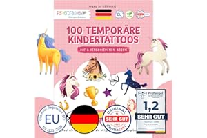 PAPIERDRACHEN 100 tatuajes para pegar - tatuajes para niños respetuosos con la piel de los caballos - diseños para niños - como regalo de cumpleaños o idea de regalo - Vegano.