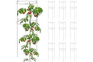 Relaxdays Rankhilfe 10er Set, Metall, runde Pflanzenstütze Tomaten & Gurken, HxD: 76x26 cm, 2 Ringe, Gurkenturm, grün