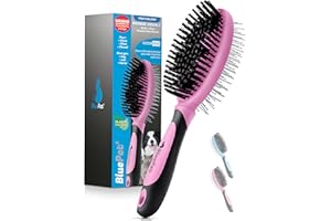 BluePet 2en1 Brosse Double Face pour Chien & Chat à Poils Longs & Courts I Lisser, Démêler, Brosser I Brosse Universelle pour le Toilettage du Poil, Pour Chiot, Puppy Brush, Enleve les Nœuds, (Rose)