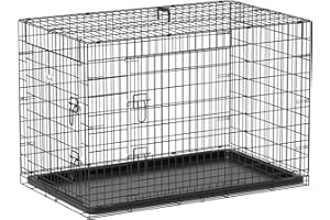 PawHut Cage Caisse de Transport Pliante pour Chien en métal Noir 92 x 57 x 62,5 cm
