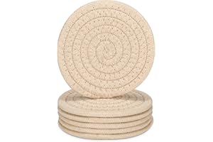 YYGMSS 6 posavasos absorbentes para bebidas, posavasos tejidos de algodón para decoración de comedor, inauguración de la casa, para bebidas frías y calientes