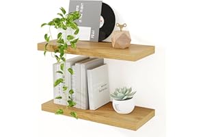 ‎FEIHORRM Feihorrm Wandregal Holz, Extra Breit 23,5 cm, 40cm Wandboard Eiche Regal 2er Set, Schweberegal, Regalbrett für Küche, Arbeitszimmer, Badezimmer, Schlafzimmer und Wohnzimmer