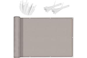 SUNNY GUARD Frangivisto Balcone 90x500cm Protezione Privacy Balcone,Protezione UV, antivento e impermeabile Recinzione Copertura per Balcone Giardino terrazza con Fascette,Taupe
