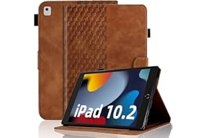 Vkooer Case for iPad 9th / 8th / 7th Generation 10.2-inch 2021/2020/2019, 10.5'' iPad Air 3/Pro 2017 Leather Folio Cover with Card Pocket Multi Angle Viewing, Brown