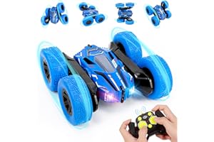 Thedttoy RC Voiture Telecommandé Tout-Terrain pour garçons Filles, 4WD 360°Rotation Stunt Car Offroad RC Véhicule avec LED, 2.4GHz Voiture Radiocommandee Crawlers pour Enfants 3 4 5 6 7+ Ans(Bleu)