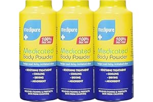 T&B ENTERPRISE 3X Medipure Medicated Body Powder 200g – Talc-Free, Cooling Relief for Itching Chafing & Irritation – with Menthol Aloe & Camphor – Super Absorbent Daily Skin Comfort