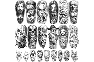GABIZAFIA 77 Hojas de Tatuajes Temporales Chicanos, Chicana Guadalupe Tatuaje Falso Prisionero Día de los Muertos, Estilo Lowrider Cultura México Chicano Payaso Tatuaje Pegatina para Hombres Mujeres Adultos