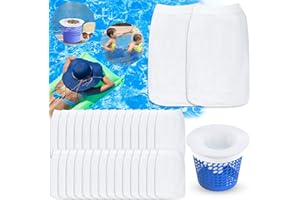 GUHAOOL Chaussette Skimmer Piscine, 30Pcs Pool Skimmer Socks Filtre Skimmer Piscine, Prefiltre Skimmer Nylon Élastique, Réutilisable Chaussette Filtre Piscine Protégez La Piscine Propre,Feuilles,Écume