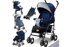 KIDIZ® Poussette City-Pro Landau Poussette pour enfant | Poussette universelle pliable | Poussette de sport, pliable, roues de 6 pouces pivotantes 360°, moustiquaire