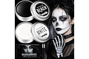 Smink Halloween Makeup Skelett - 100g Svart Vit Ansiktsmålning, Halloween Smink Kit För Barn Och Vuxna, Kroppsmålning För Halloween, Karneval, Teater, Cosplay, Clown, Sfx Kroppsmålningssmink