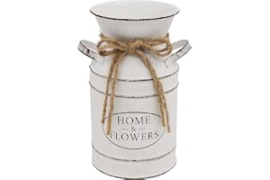 Soyizom Blomvas i metall, vintage, dekorativ hinkvas för blomma, bondgårdsdekor, mjölkburk, vas med handtag, fransk vit vas