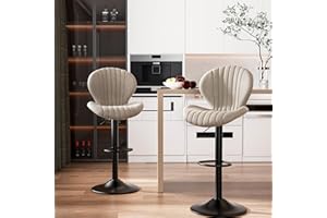 ‎HAWTHYHOME Hawthyhome Barhocker 2er Set |Barhocker Höhenverstellbar mit lehne •Hocker aus Fabric•Küchenstühle mit Fußstütze •Barstühle Drehstühle •360°Drehbar Einfache Montage •Beige