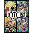 100 QUEST Color By Number: Squares + Triangles + Hexagons + Circles (BLACK backgrounds): color quest activity book for adults