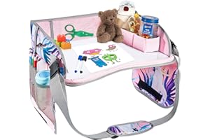 YZNlife Kids Car Table,Upgraded Travel Tray for Kids,Lap Tray for Airplane,Travel Desk Essential Accessories,Carseat Table for Kids Road Trip Activities