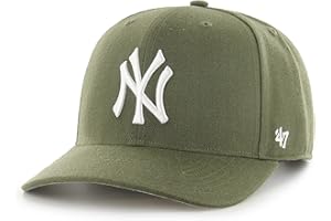 '47 MLB New York Yankees Cold Zone MVP DP Unisex Baseball Cap Adjustable High Quality Design White Logo Olive Green, Sandalwood