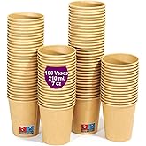 GoBeTree 100 Vasos Desechables de Cartón Kraft 210 ml para Café, Té y Agua | Vasos Cartón Kraft Resistentes y Antifugas para