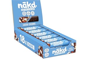 Nākd. Cocoa Coconut | Barritas Raw de Fruta y Frutos Secos | 100% Ingredientes Naturales | Sin Azúcar Añadido | 18 x 35g | 630g