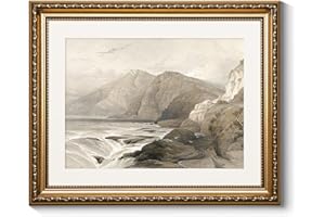 ARPEOTCY Wandkunst, Vintage-Stil, goldgerahmt, Bauernhausküste, Berglandschaft, Heimdekoration, Gemälde, rustikale viktorianische Wanddekoration für Wohnzimmer, Leinwanddrucke, antike Bilder, Rahmen,