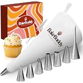 BakeBuddy Premium Professional Pastry Sleeve Set 35 cm (11 Pieces) | Reusable and Dishwasher Safe Cotton Cake Decorating Bag