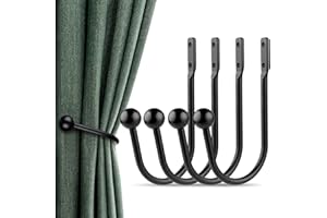 GOBUTEND Curtain Holdbacks, 4 pcs Curtains Holder Wall Mounted Drapery Tiebacks Retro Window Hook for Home Decor, Black