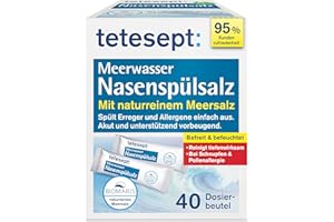 ‎TETESEPT tetesept Meerwasser Nasenspülsalz bei Schnupfen und Pollenallergie – 40 Beutel - Nasenspülung auch für Kinder reinigt und befeuchtet – Geeignet zur Nasendusche
