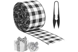 CHALA 5M Geschenkband Weihnachten Deko Weihnachtsband Schwarz Weiß Kariertes Schleifenband Bandstreifen Geschenk Verpackung Band zum basteln für Xmas Kunsthandwerk Feiertag Weihnachtsbaum DIY
