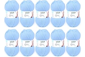 Gründl Baby uni hilo de calceta/ganchillo (resistente y de fácil cuidado, compuesta por un 70% de poliacrílico y un 30% de poliamida, 50 g / 150 m, tamaño de aguja: 3,5-4,5, 10 x 50 g)