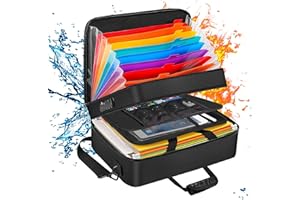 ‎ENGPOW Fireproof Document Bag with Lock, Storage Box with 13 Compartments, A4 File Folder, Organiser, 36 x 27 x 14 cm, Expanding Folder, Multilayer Document Box for Storing Papers, Passports