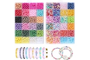 Ciusdkler 2400 Pcs Beads for Bracelet Making, 48 Colors Round Glass Beads for Crafting, Jewelry Making, Bracelet Making Kit for Necklace Earrings Bracelet Jewellery DIY Crafts