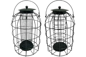 Handy Home & Garden 1x Pair of Squirrel Resistant Bird Feeder with Feed | Hanging Squirrel Resistant Nut & Fat Ball Feeders | without feed | Durable & Robust | 24cm x 17cm x 17cm