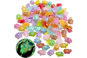 Suitedget Mini Figurine Tortue Lumineuse en Résine Jouets Tortue 100 Pièces avec 10 Couleurs Petites Tortues Décorations pour Étuis de Téléphone, Bureaux, Décorations de Voiture et Lampes de Chevet