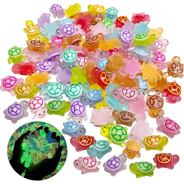 200 Mini Tartarughe Luminose JUGUTA - Resina Fluorescente Per Decorazioni E Giardini - Foto 7
