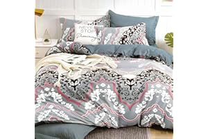 BESCH Juego de Funda Nordica 100% Microfibra de Poliester Suave 4 Piezas - Juego de Funda Edredónes 220x220cm y con 2 Funda de Almohada 50x75cm (Damasco)