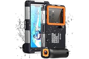 EZANMULL Custodia Impermeabile Subacquea Professionale IP68 15M - Compatibile con iPhone, Samsung, Huawei, Xiaomi - Fino a 6,9 Pollici - Per Immersioni, Snorkeling, Surf e Nuoto (nero/arancione)