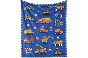 ‎TUTUXMA Fahrzeug Geschenke für Kinder Jungen Geburtstag, Flauschig Kuscheldecke Kinder Fahrzeug, Plüsch Weich Flauschig Decke Flanell Fleecedecke mit Bau Bagger Wagen Muster für Sofadecke Couch, 100x130cm