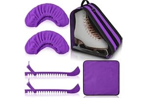 Liliful 4 Pcs Skate Guards Skate Blade Covers Towel Ice Inline Skate Bag Set Ice Skating Guards for Kids Youth Adult Figure Skating or Hockey