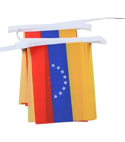 Anley Confezione 12 Bandierine Venezuela Mini - 5x8 Pollici Su Bastone Con Punta A Lancia, Ideali Per Decorazioni E Sfilate