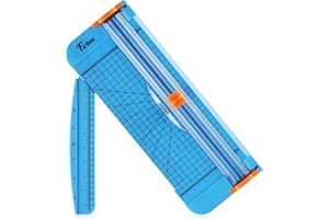 Firbon Blue A4 Paper Cutter 12 Inch Titanium Straight Paper Trimmer Scrapbooking Tool with Automatic Security Safeguard and Side Ruler for Craft Paper, Coupon, Label and Cardstock